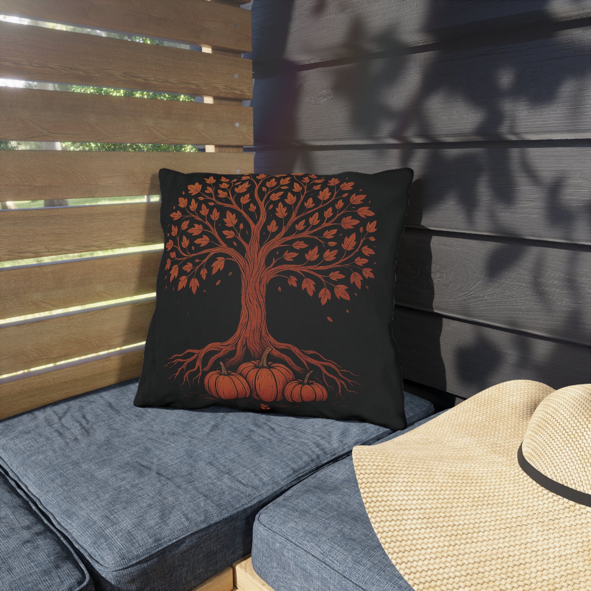 Autumn Outdoor Pillows | Maple Tree with pumpkin pillow, Patio Accessories, Cozy Outdoor Living, Thanksgiving Essentials, Seasonal Home Accent