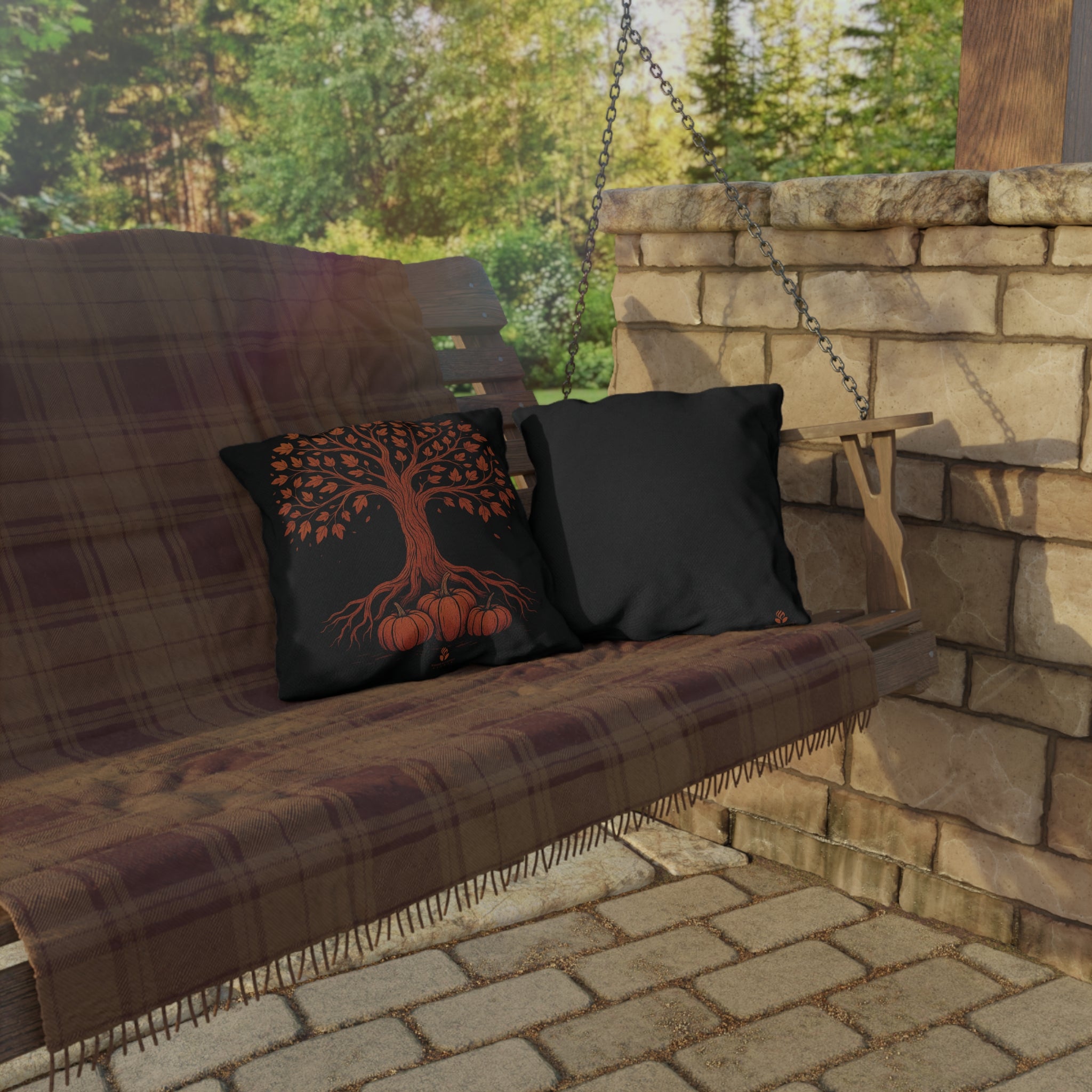 Autumn Outdoor Pillows | Maple Tree with pumpkin pillow, Patio Accessories, Cozy Outdoor Living, Thanksgiving Essentials, Seasonal Home Accent