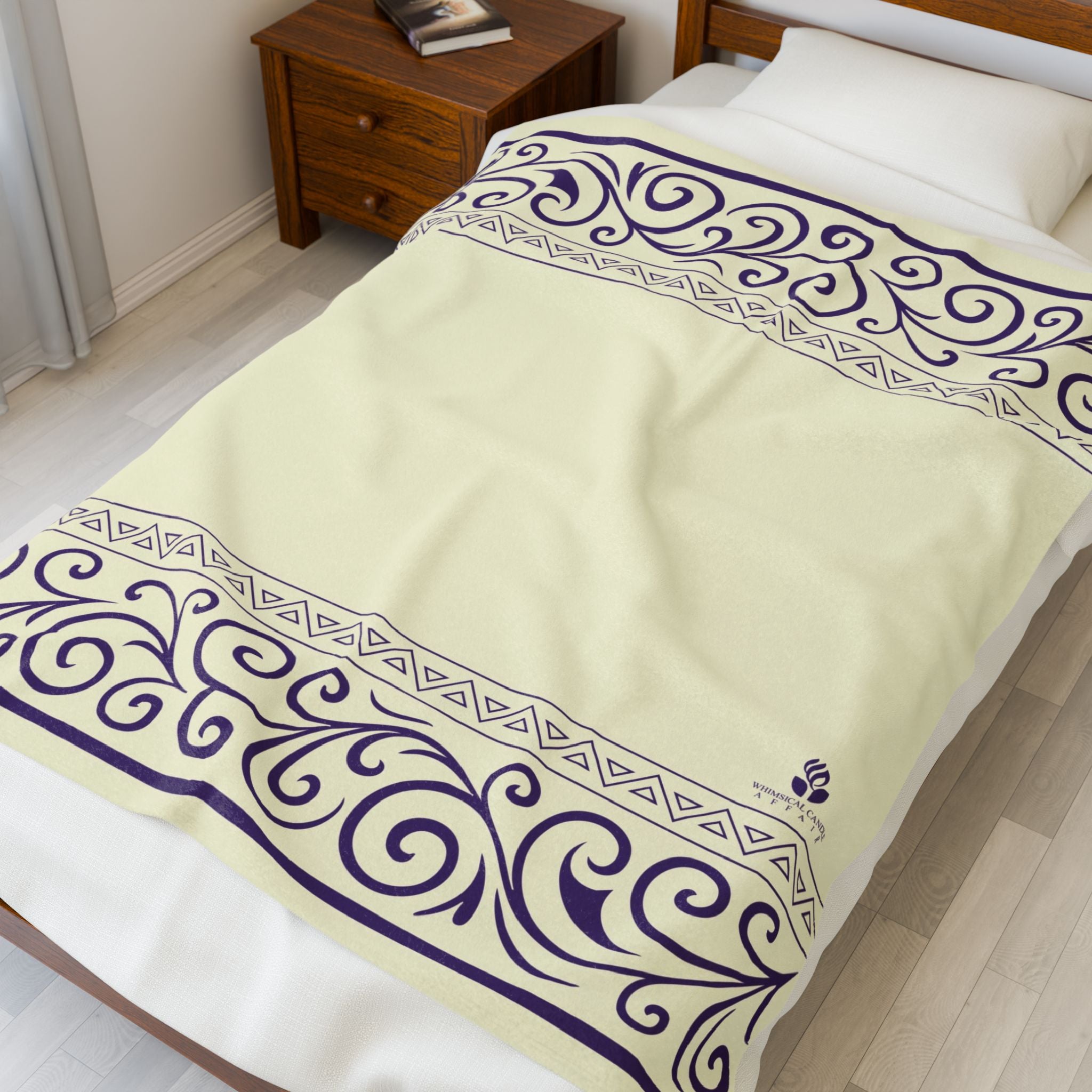 Lotus Scroll Throw Blanket