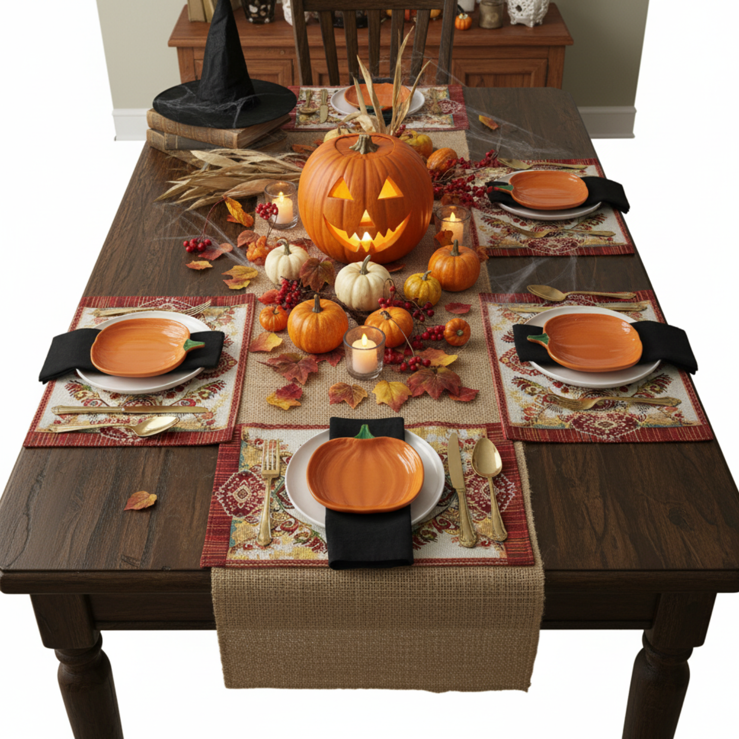 Tache Elegant Burgundy Ornate Paisley Woven Tapestry Placemat Set (18194)-1