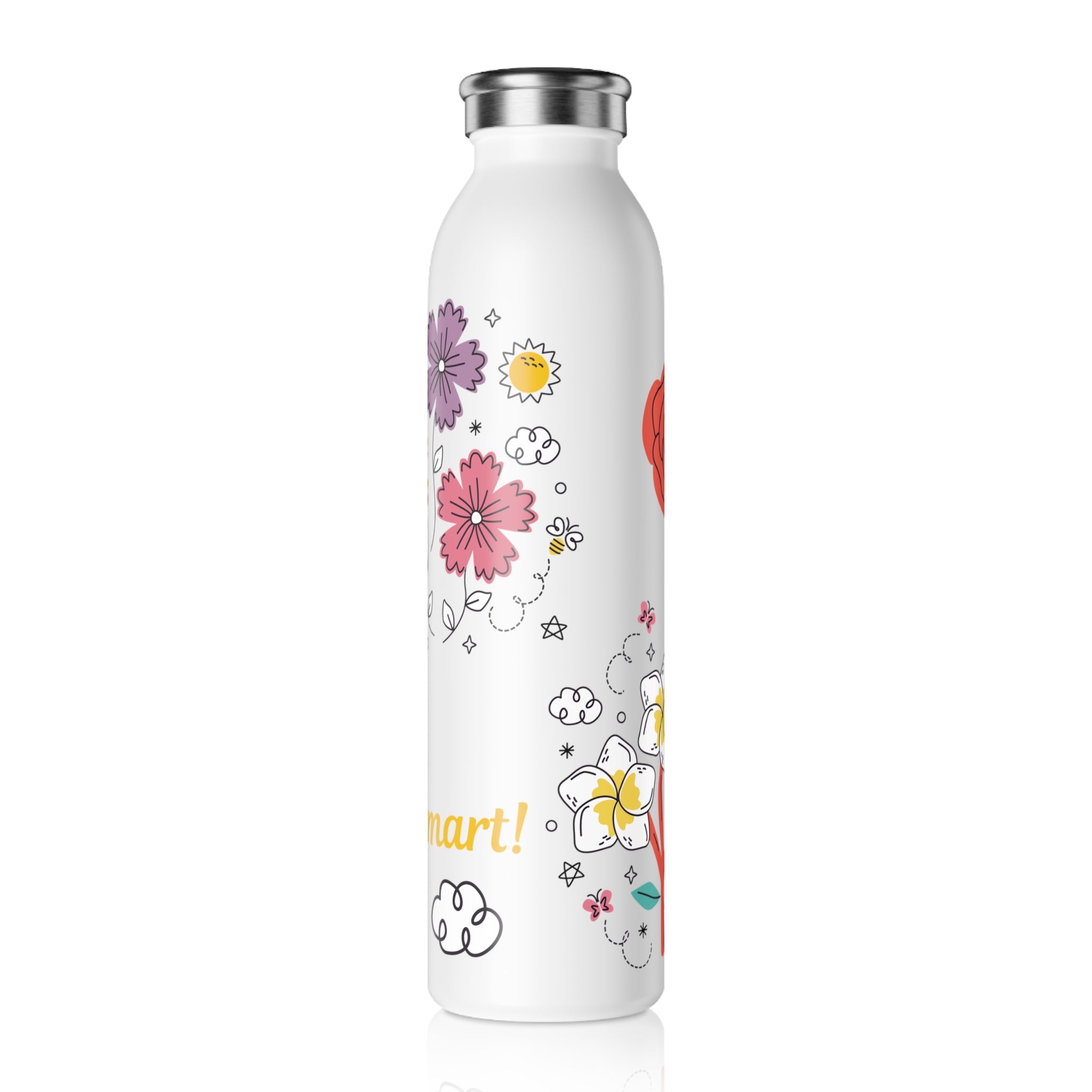 Colorful Floral Slim Water Bottle - Stay Hydrated & Sip Smart!