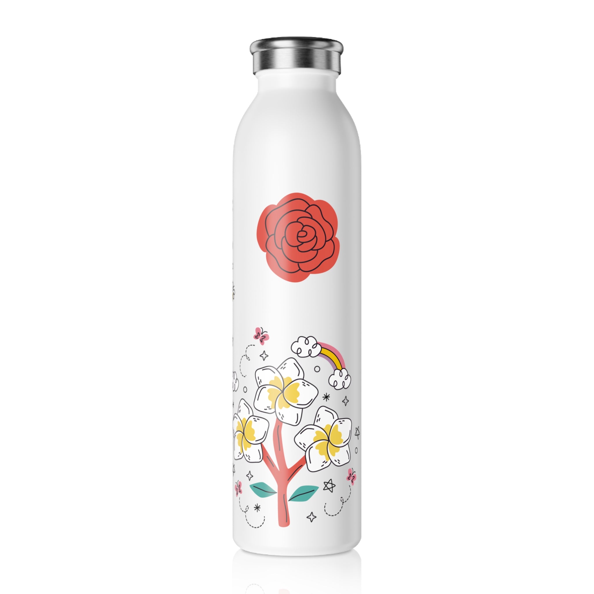 Colorful Floral Slim Water Bottle - Stay Hydrated & Sip Smart!