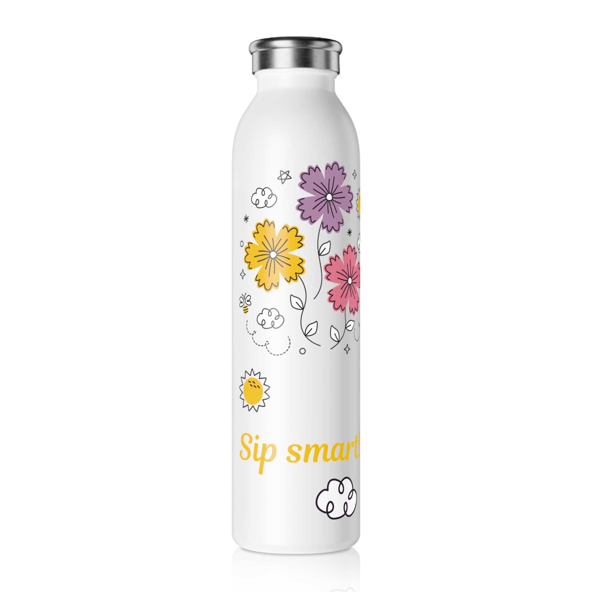 Colorful Floral Slim Water Bottle - Stay Hydrated & Sip Smart!