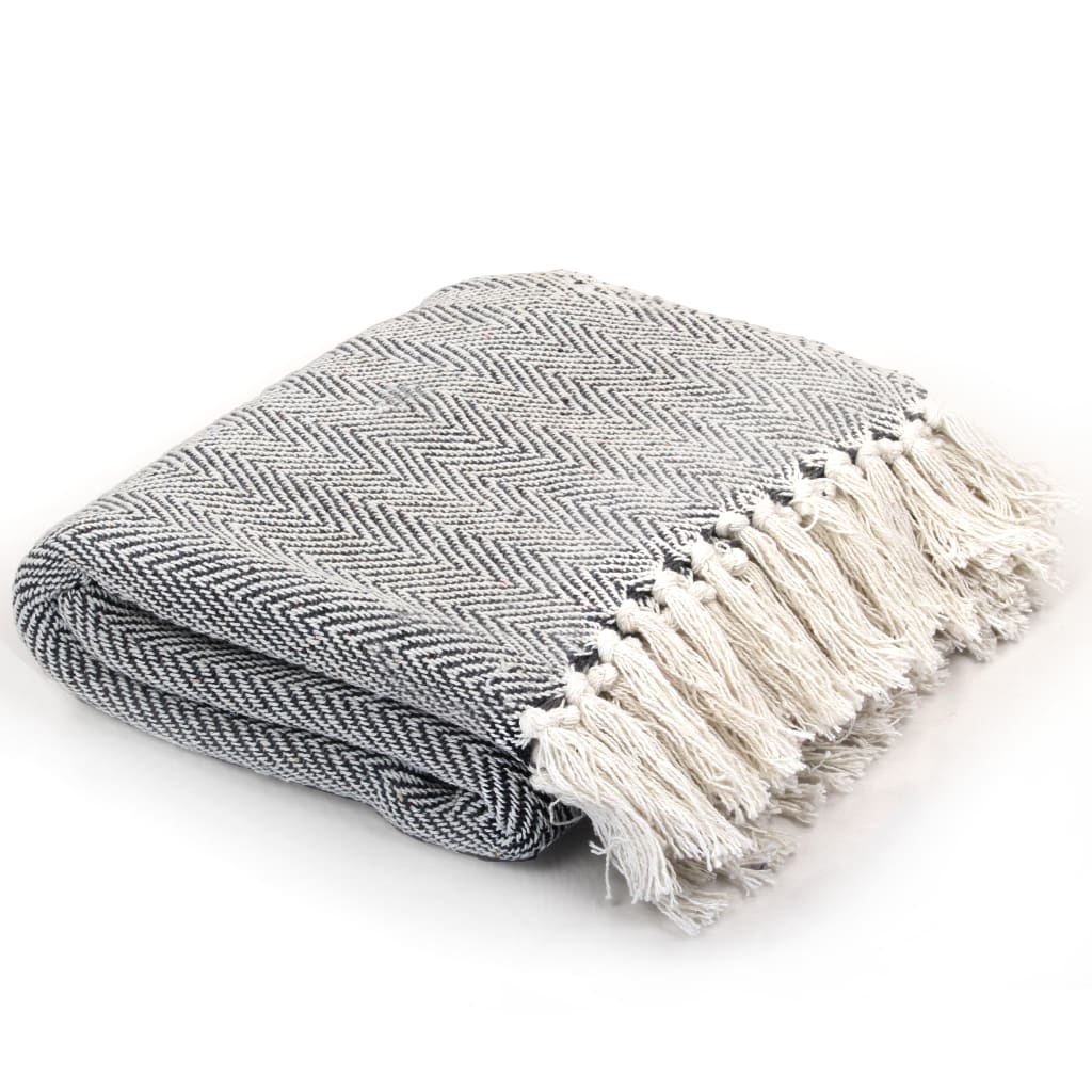 NNEVL Throw Cotton Herringbone 160x210 cm Navy Blue