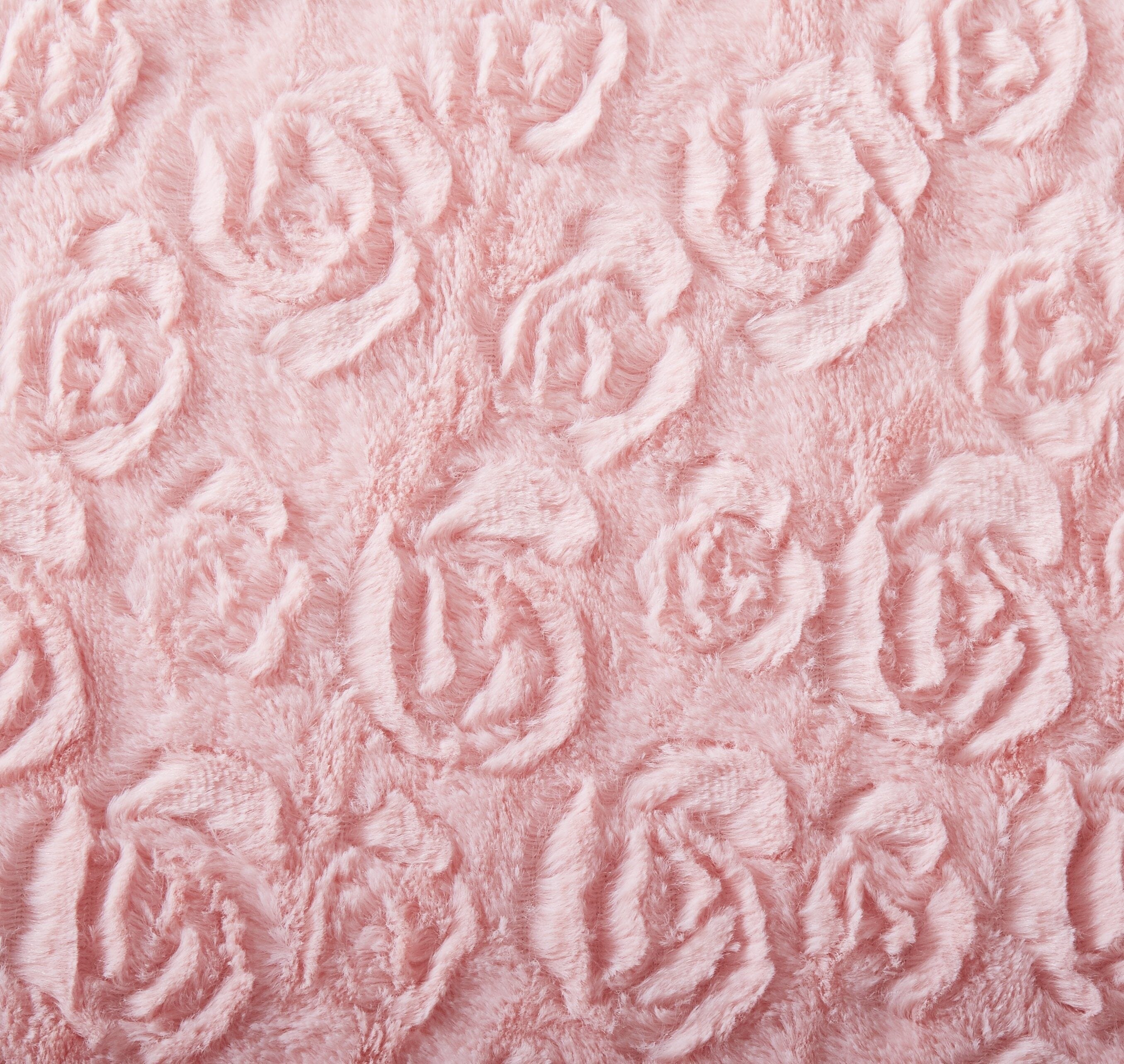 DaDa Bedding Rosey Pastel Blossom Pink Faux Fur Euro Throw Pillow