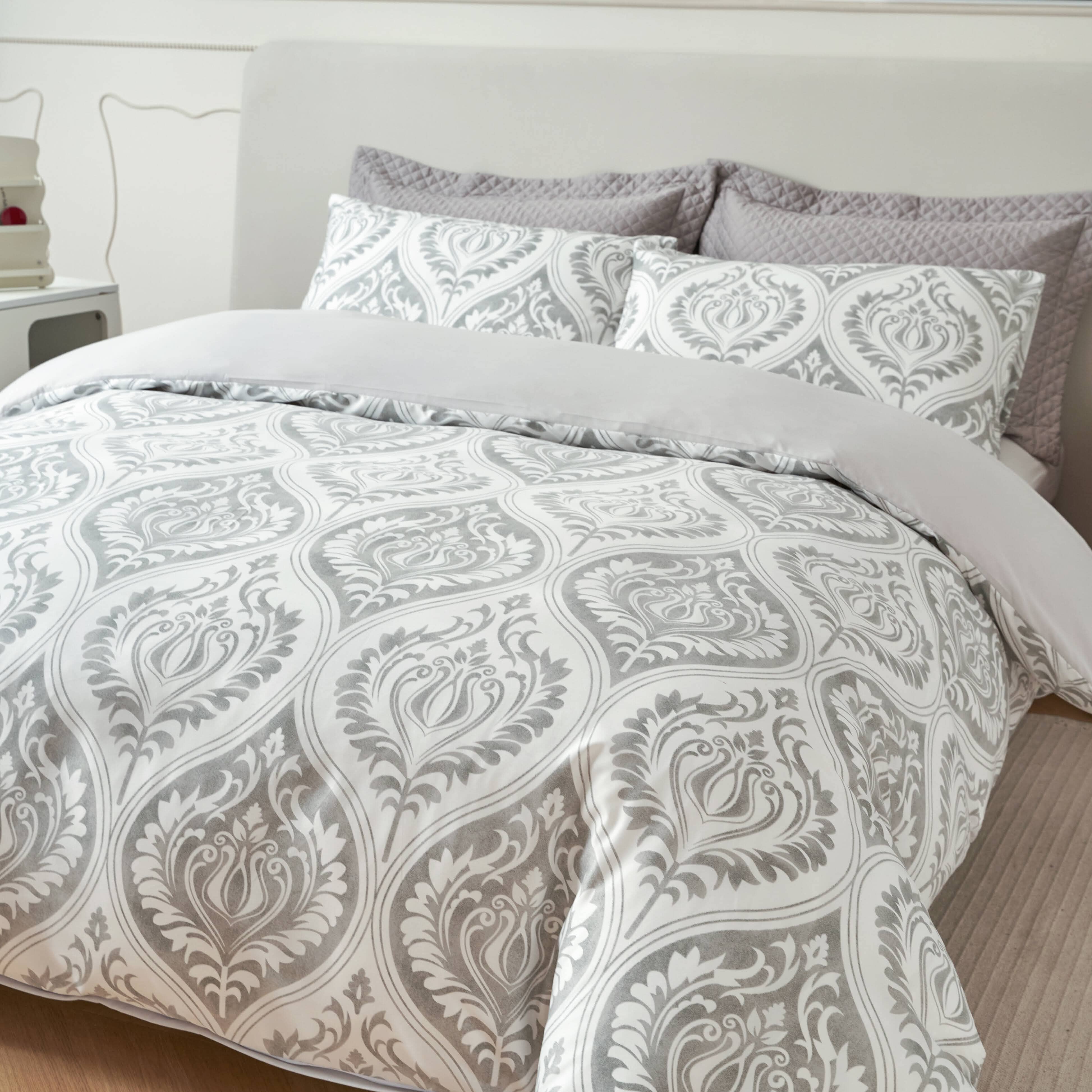 Tache Dreamy Moon Sky Ogee Damask Heather Gray White Duvet Cover (TB300)-5