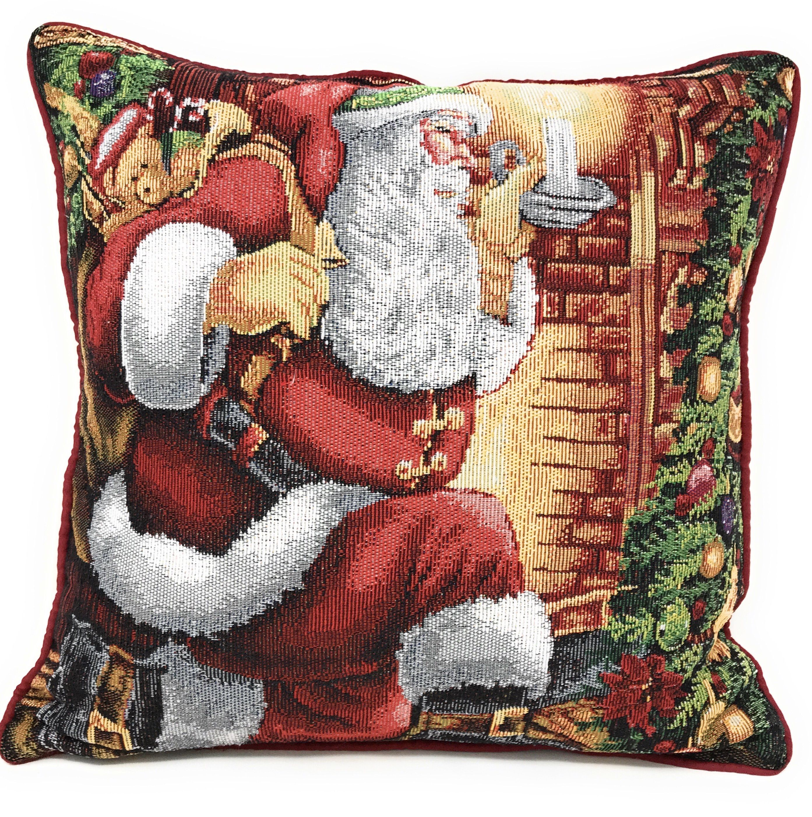 Tache Festive Santa Down the Chimney Tapestry Throw Pillow Cover (DB11533CC)-0