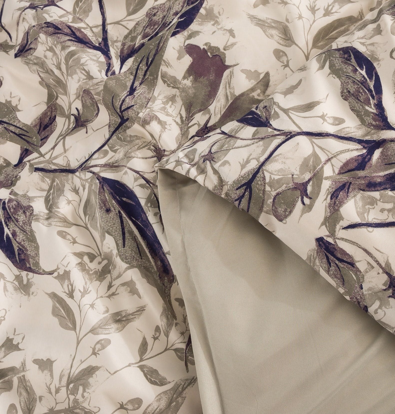 Tache Microfiber Abstract Wispy Leaf Taupe Grey Duvet Cover (JHW-843)-3