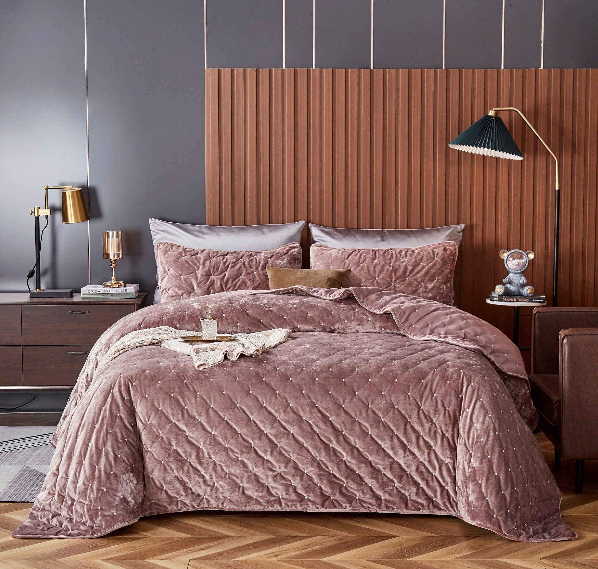 Tache Plush Dreams Purple Mauve Tufted Velvet Quilt Set (JHW-853P)-0