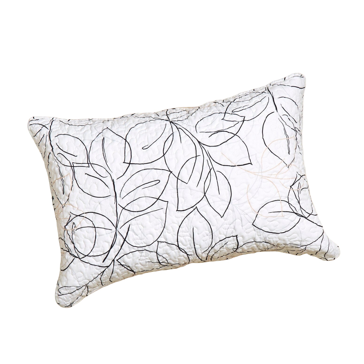 Tache Modern Abstract Leaf Line Art Foliage White Grey Black Gold Pillow Shams (TJ3571)-1