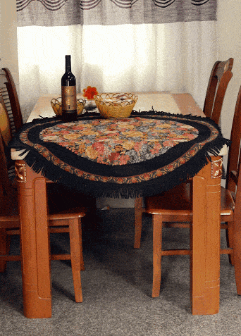 Tache Country Rustic Floral Black Midnight Awakening Tablecloth (3089BL)-2