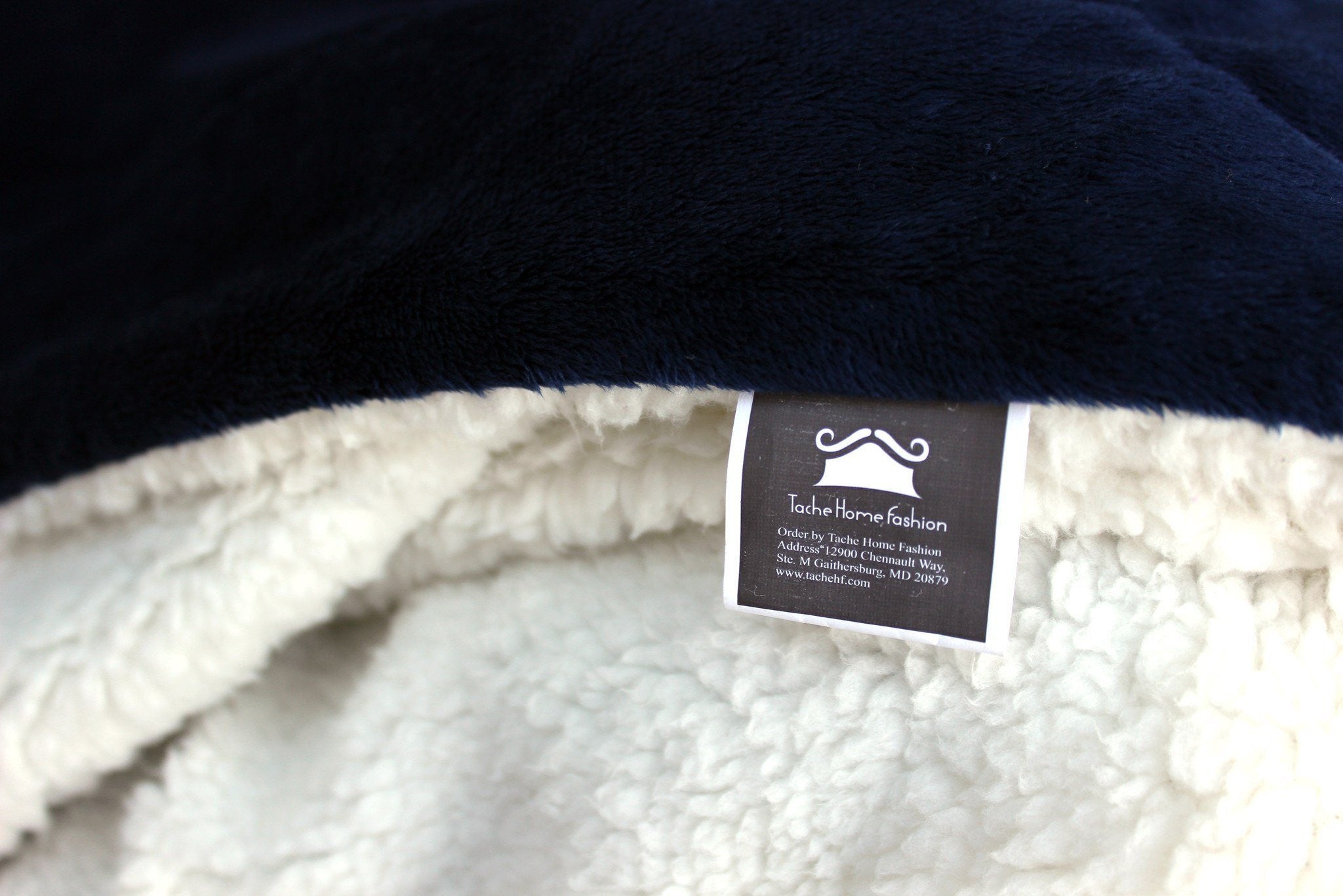 Tache Dark Navy Blue Sherpa Winter Night Micro Fleece Throw Blanket