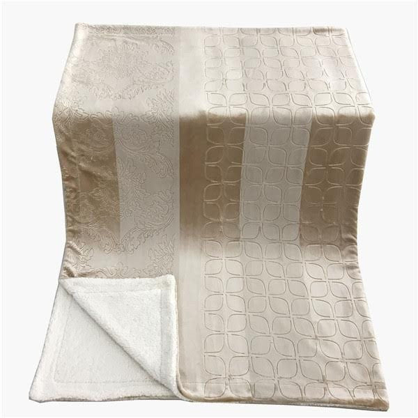 Tache Embossed Bubbly Champagne Beige Sherpa Throw Blanket (TA62088)-2