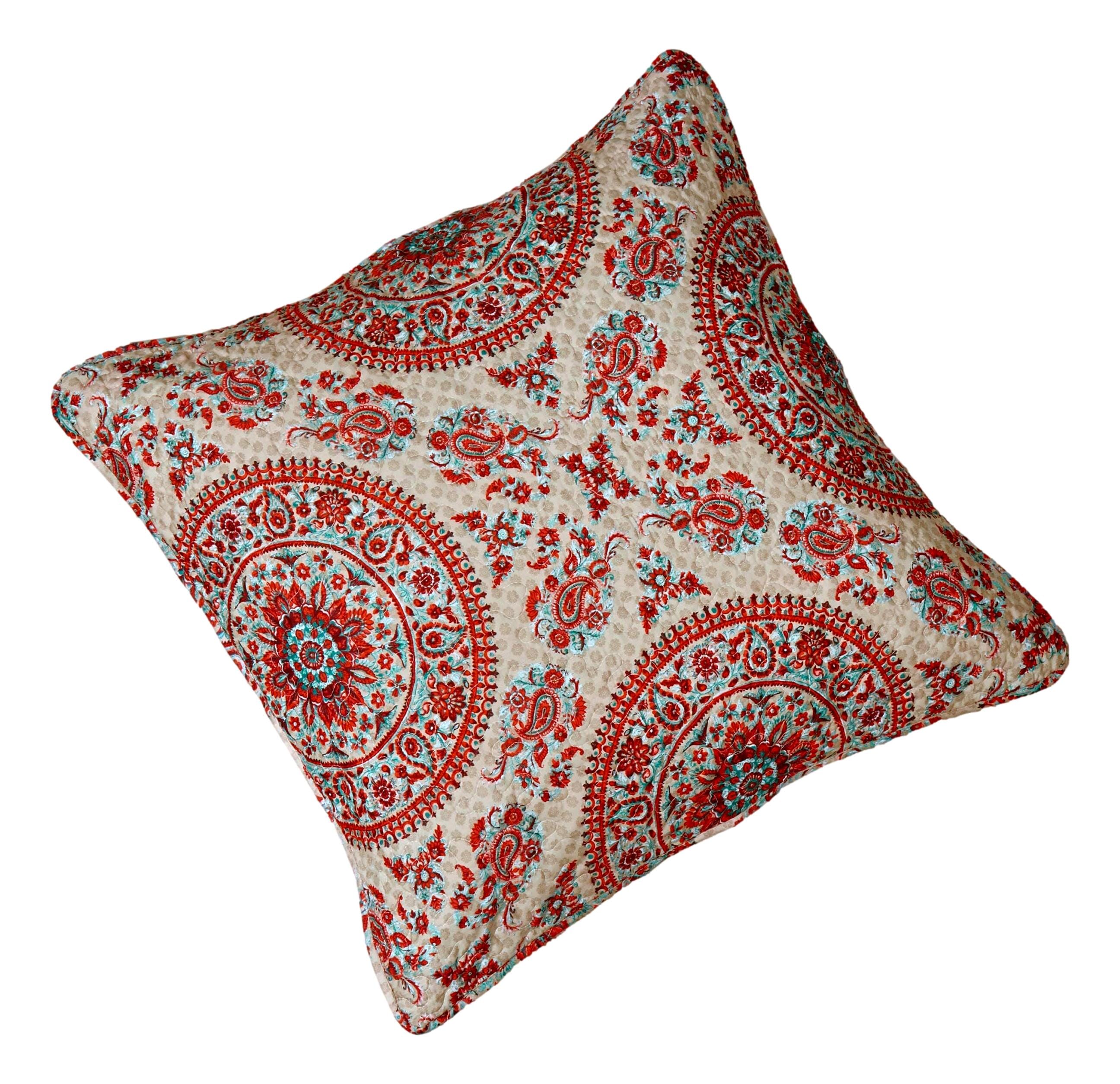 Tache Bohemian Desert Medallion Boteh Paisley Taupe Throw Pillow Covers / Euro Sham (TJ3502)-0
