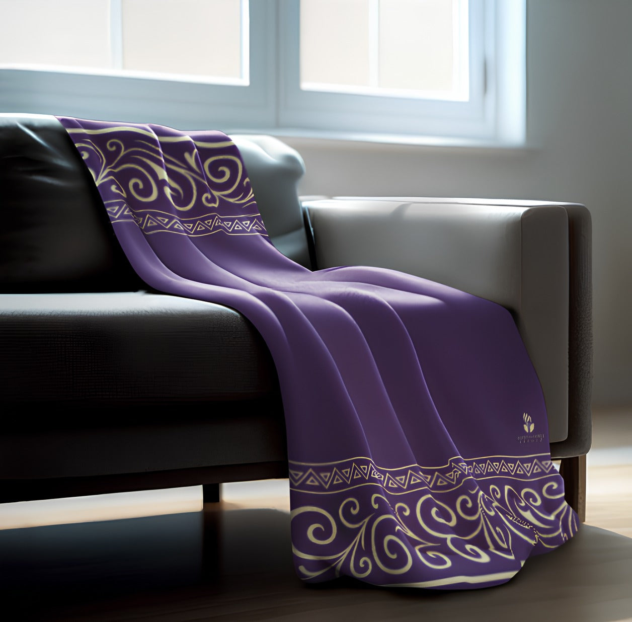 Lotus Scroll Throw Blanket
