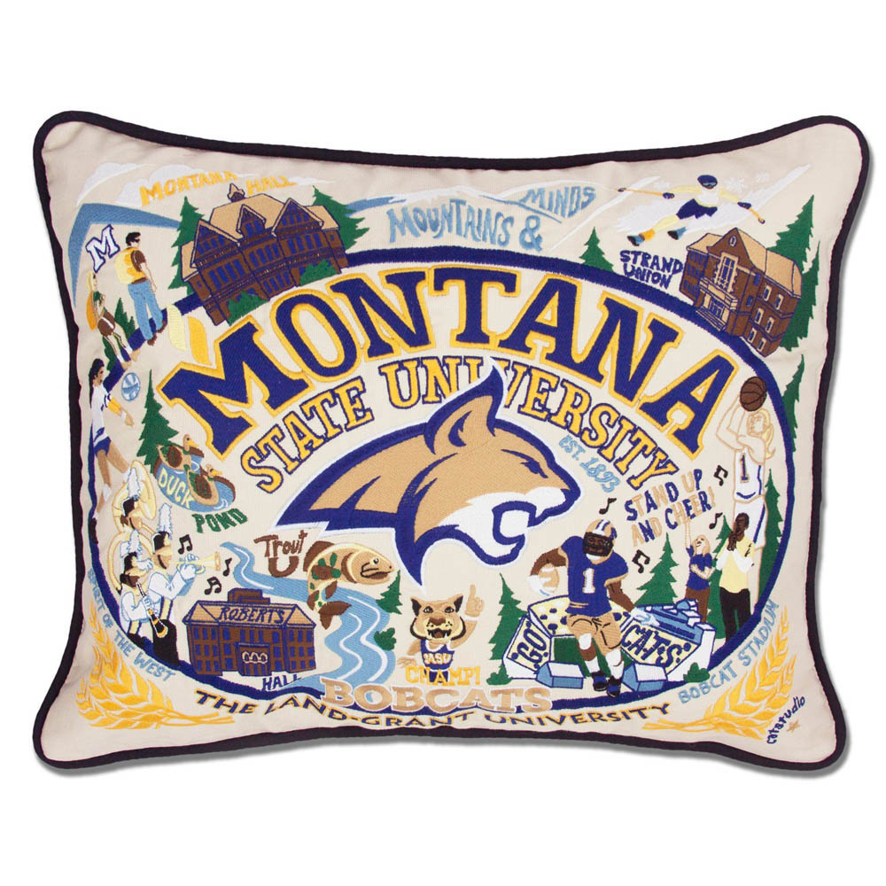 Montana State University Collegiate Embroidered Pillow by CatStudio-0