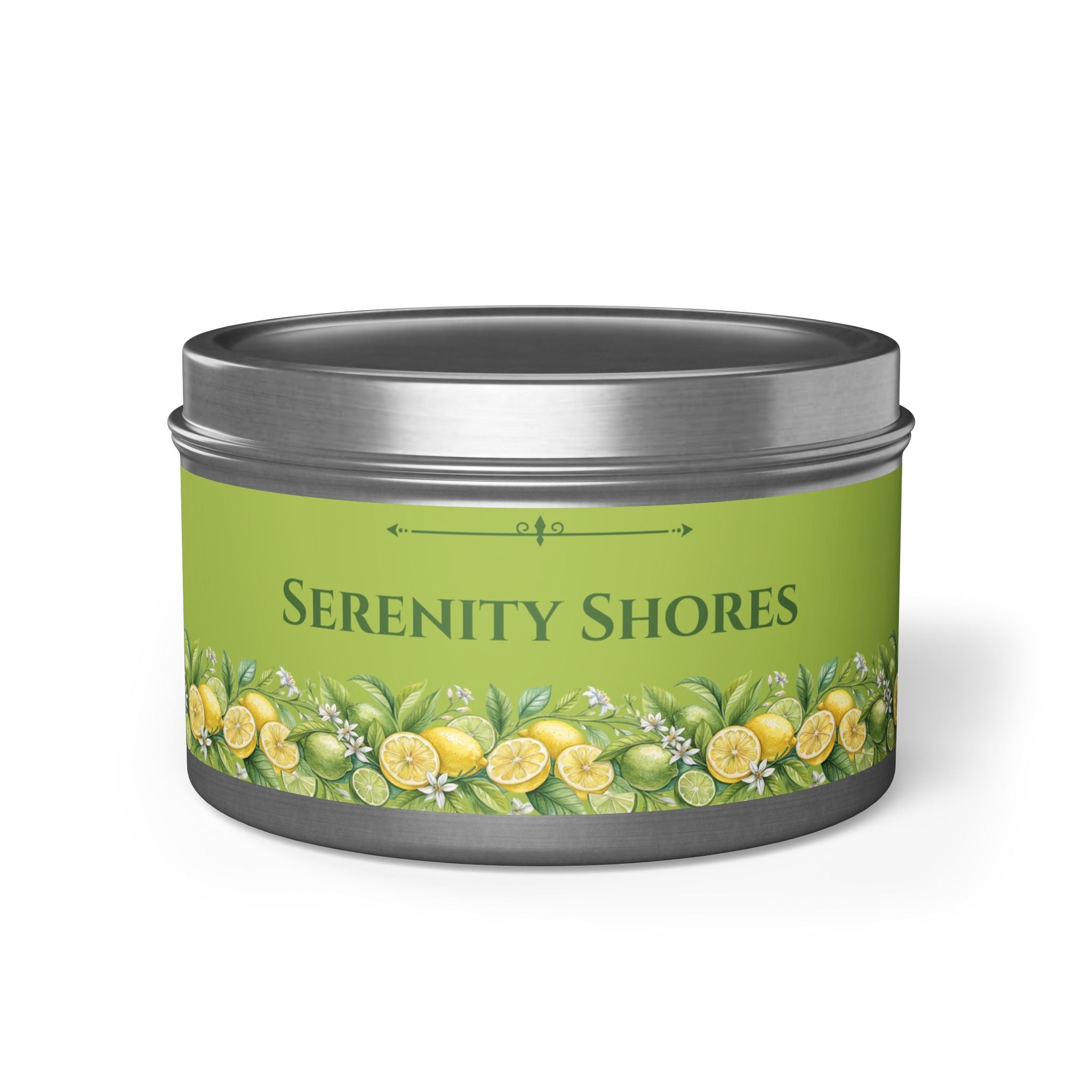 Serenity Shores Scented Tin Candles - Fresh Citrus Aroma for Relaxation