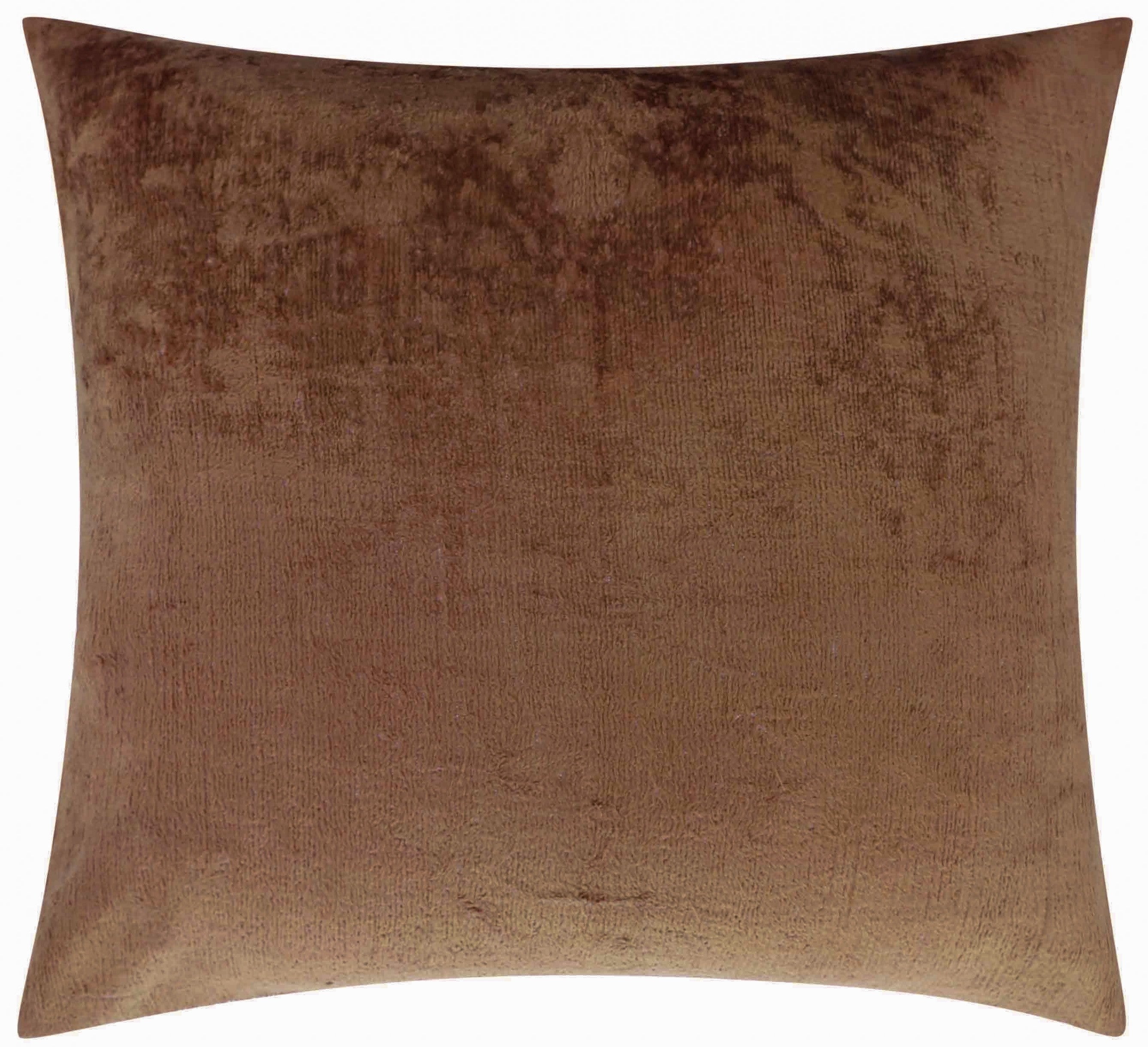 Handmade Solid Brown Silk Velvet Throw Pillow - 20x20, Luxurious Velvet Design with Down Feather Insert-3