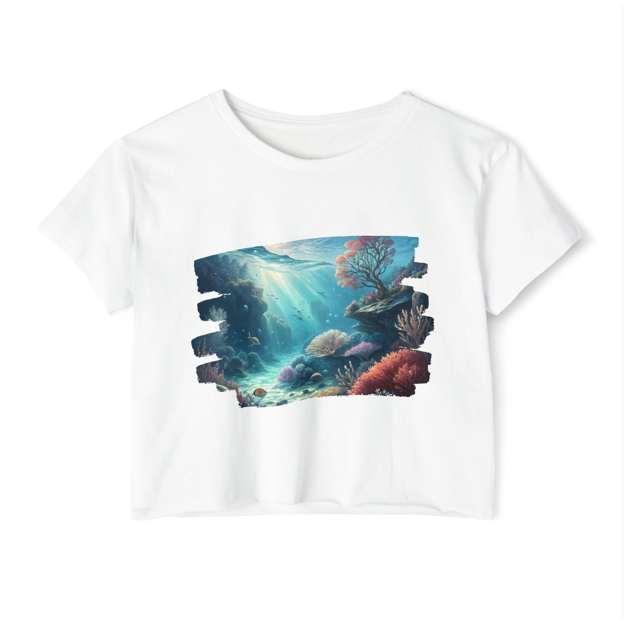 Stylish Women's Festival Crop Top - 'Life is Worth Living' Ocean Design