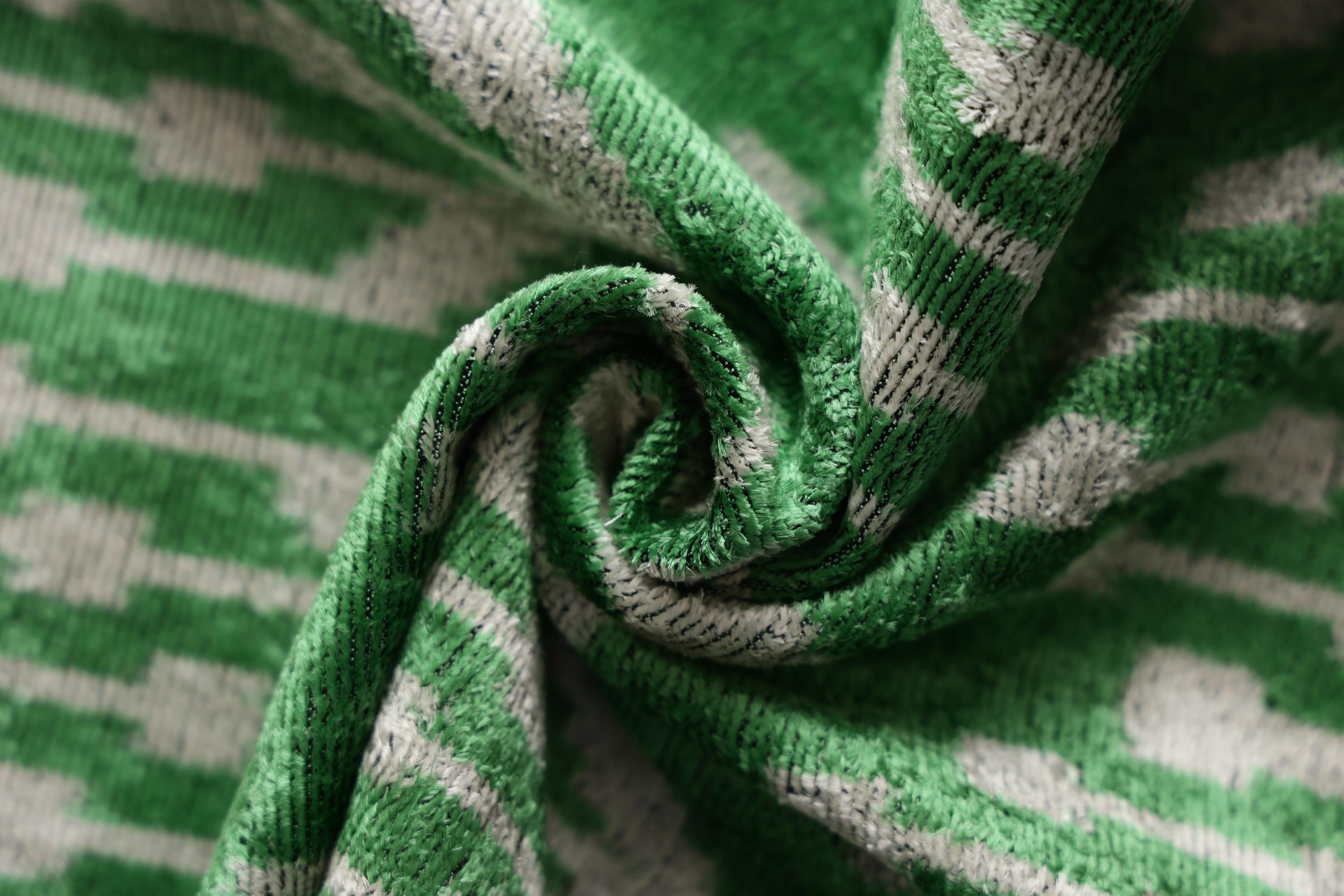 Handwoven Green Ikat Silk Velvet Pillow 20x20 Inch | Luxury Organic Decorative Throw Pillow-1