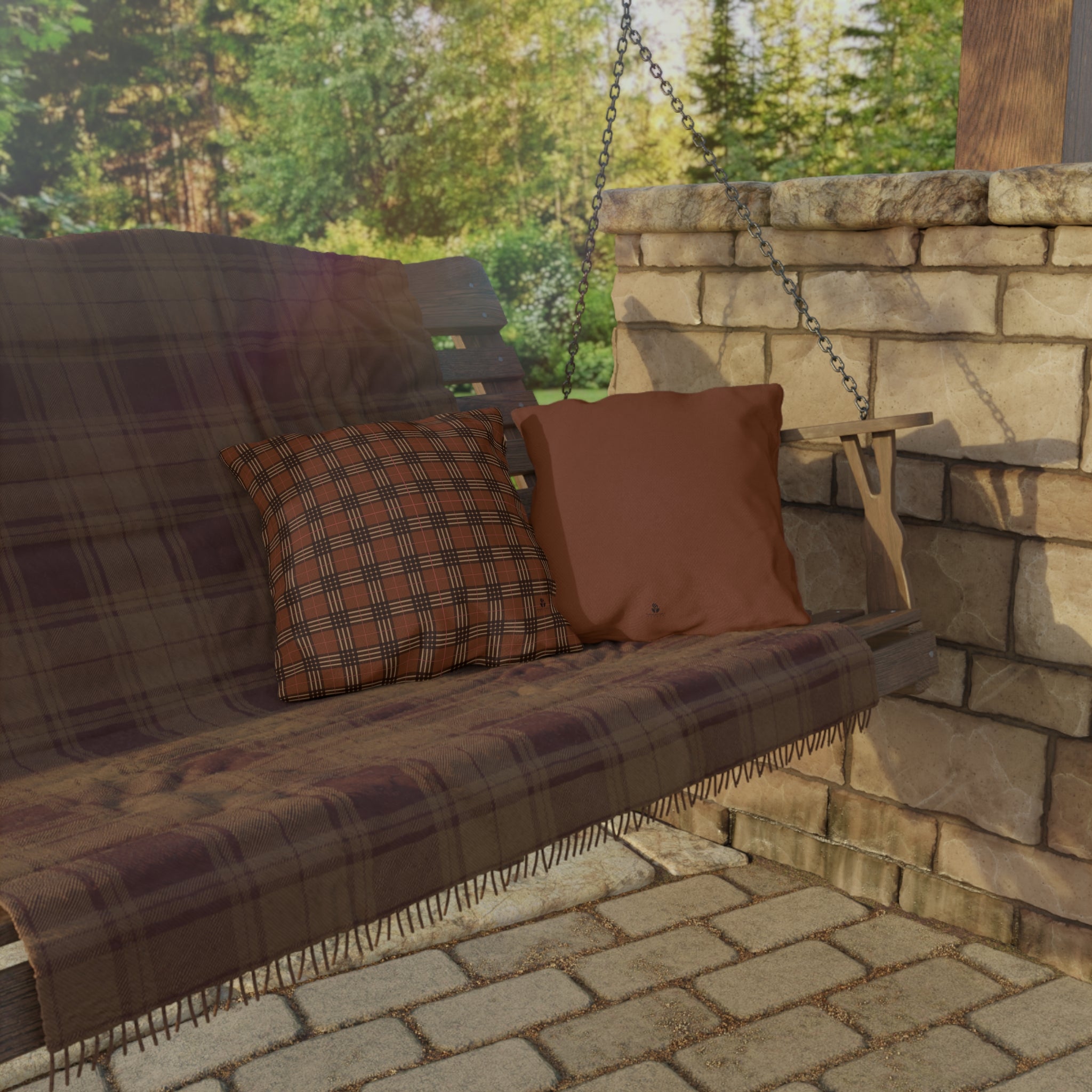 PLAID DESIGN PILLOW | Fall Decor, Patio Accessories, Cozy Outdoor Living, Thanksgiving Essentials, Seasonal Home Accent