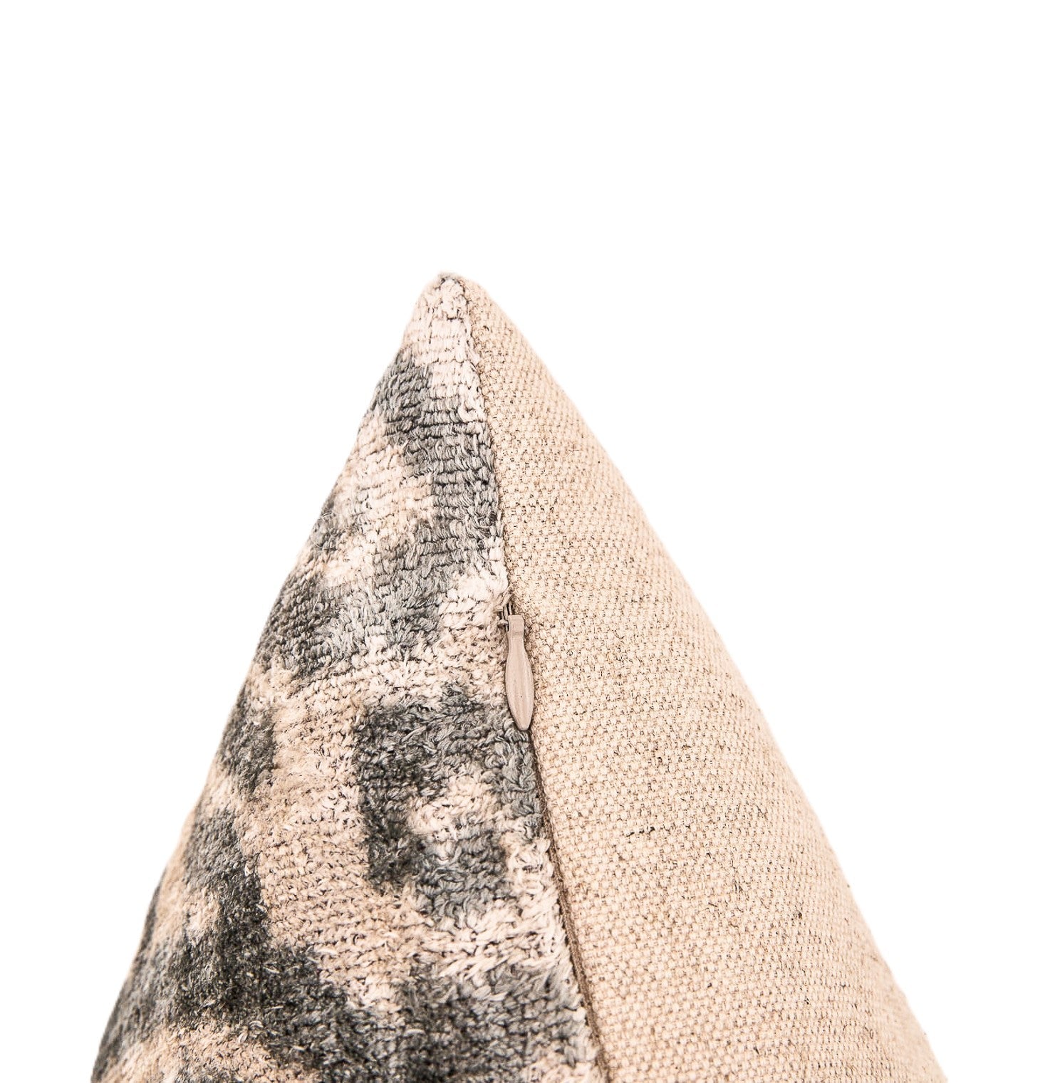 Elegant Handmade Silk Velvet Throw Pillow - 16x24, Taupe and Gray Luxury Cushion with Down Feather Insert-3