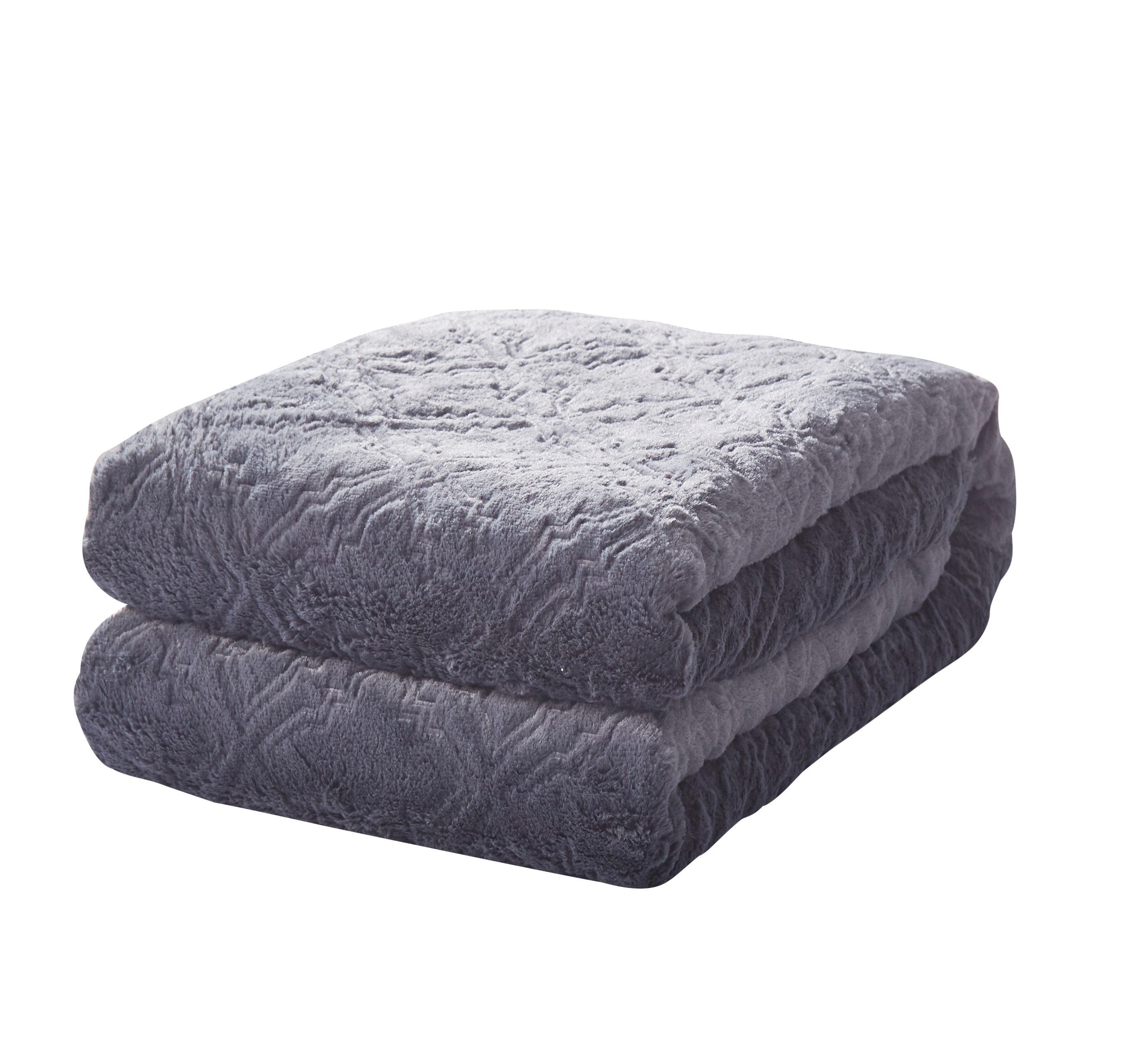 Tache Faux Fur Steel Navy Blue Diamond Trellis Pattern Throw Blanket (3390)-1