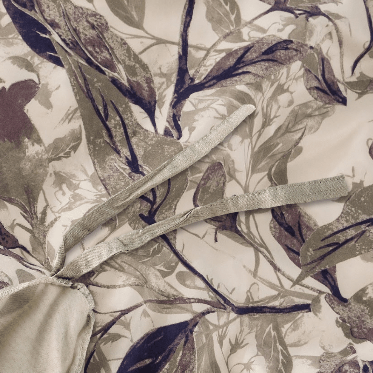 Tache Microfiber Abstract Wispy Leaf Taupe Grey Duvet Cover (JHW-843)-4