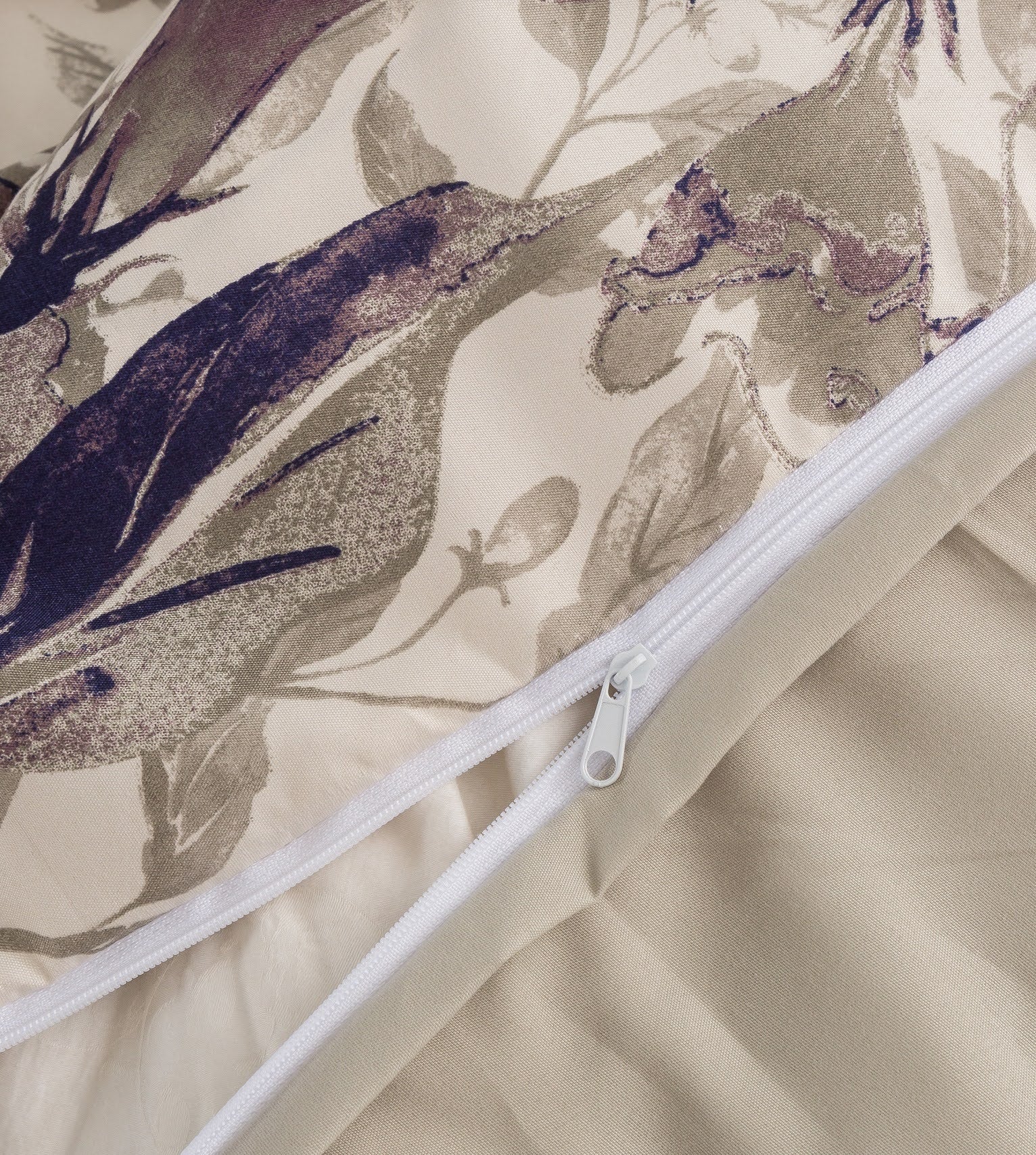 Tache Microfiber Abstract Wispy Leaf Taupe Grey Duvet Cover (JHW-843)-2