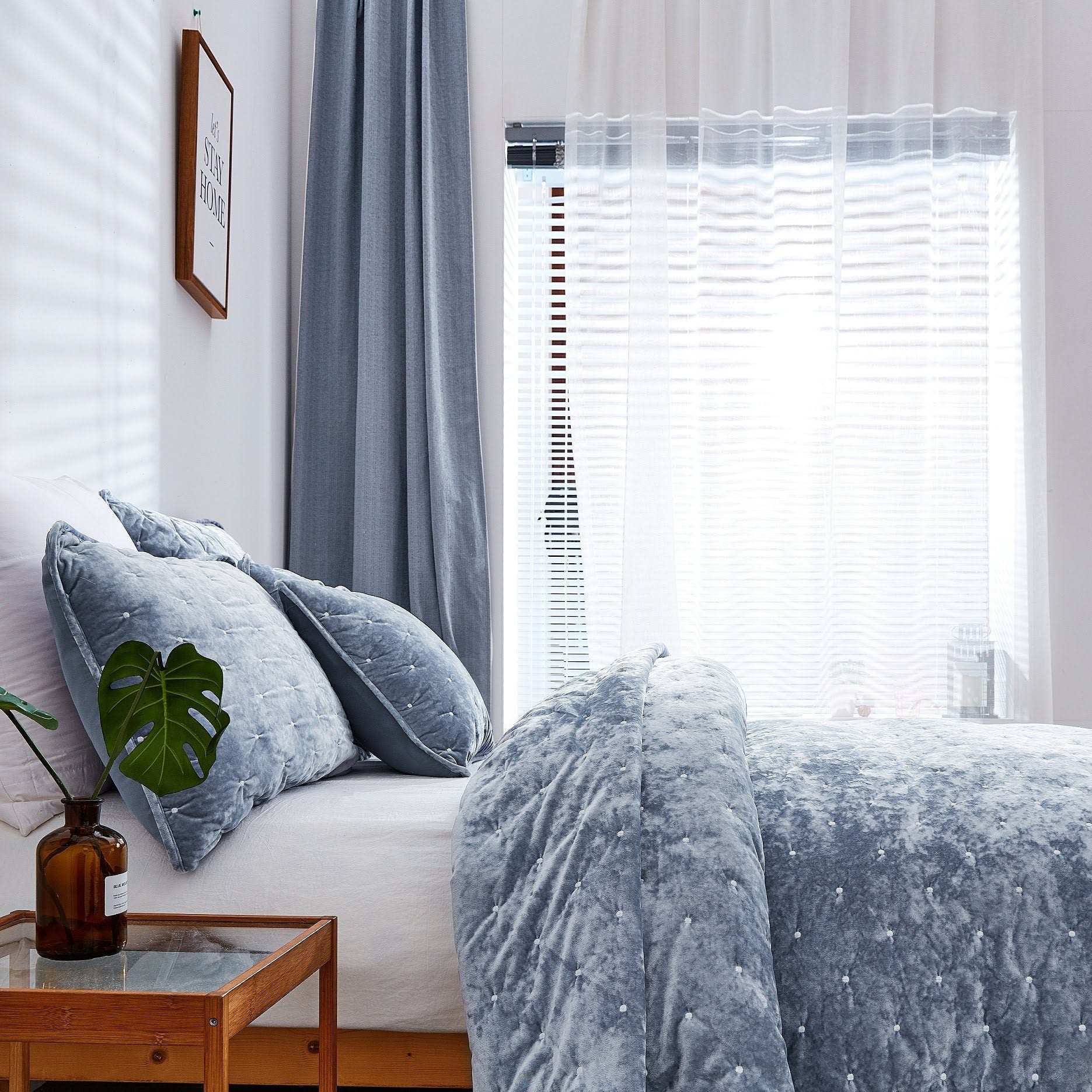 Tache Velvet Dreams Light Blue Plush Diamond Tufted Cushion Covers / Euro Sham (JHW-853LB)-4