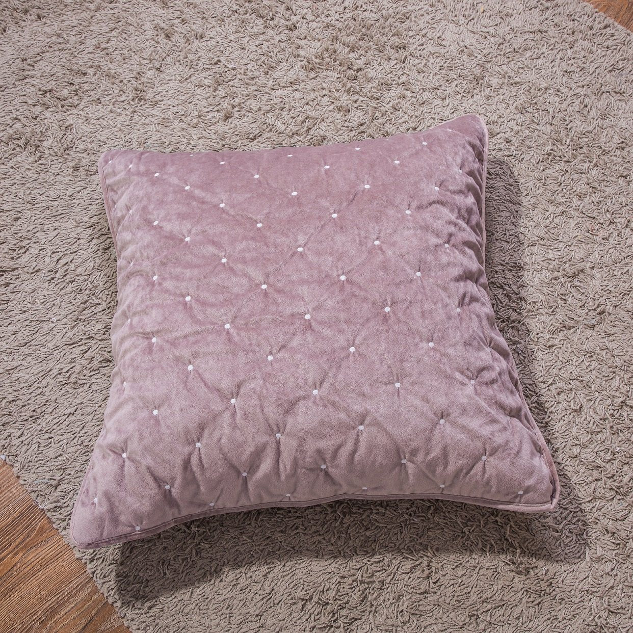 Tache Velvet Dreams Purple Mauve Plush Diamond Tufted Cushion Covers / Euro Sham (JHW-853P)-2