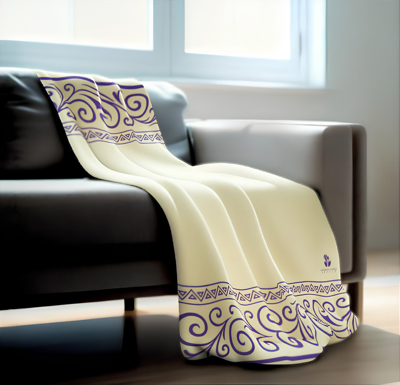 Lotus Scroll Throw Blanket