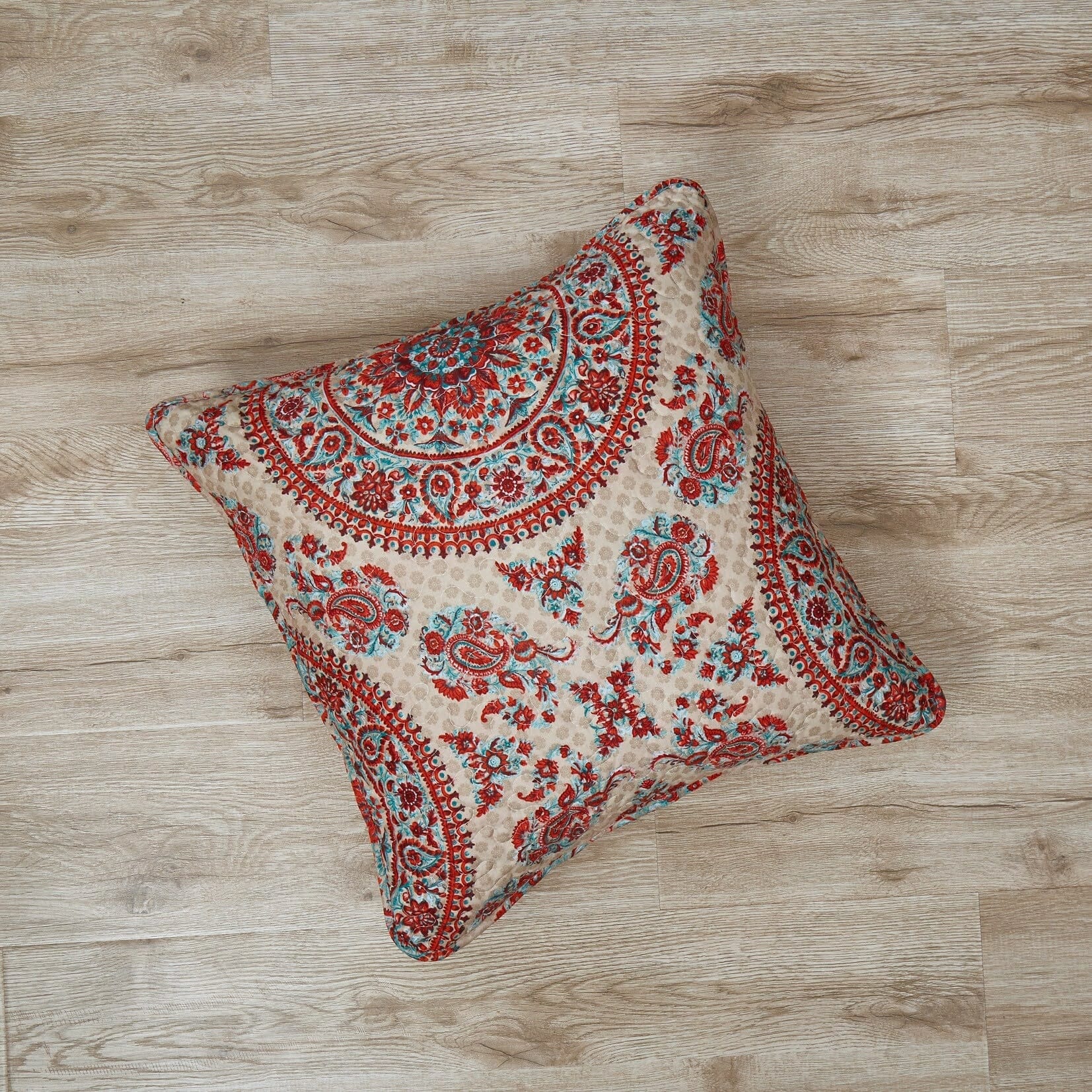 Tache Bohemian Desert Medallion Boteh Paisley Taupe Throw Pillow Covers / Euro Sham (TJ3502)-3
