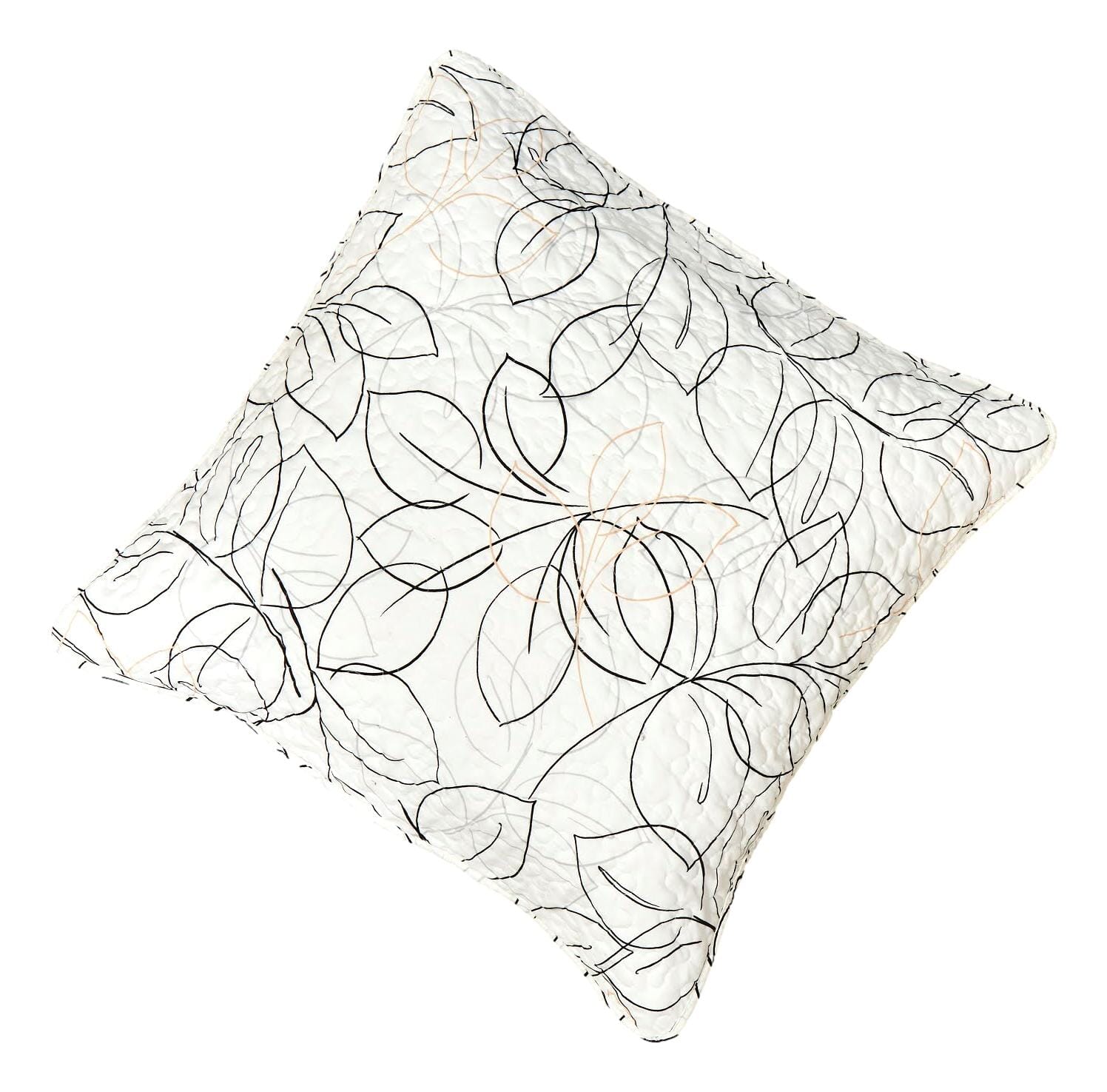 Tache Modern Abstract Leaf Line Art Foliage White Grey Black Gold Cushion Covers / Euro Sham (TJ3571)-0