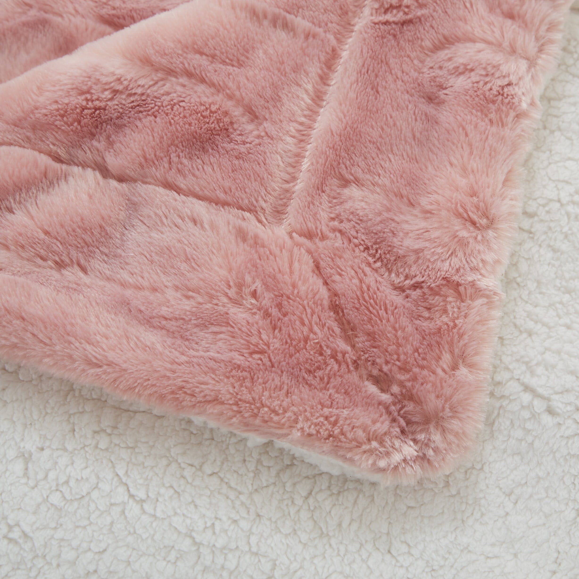 Tache Faux Fur Dusty Rose Gold Pink Throw Blanket (#7)-3