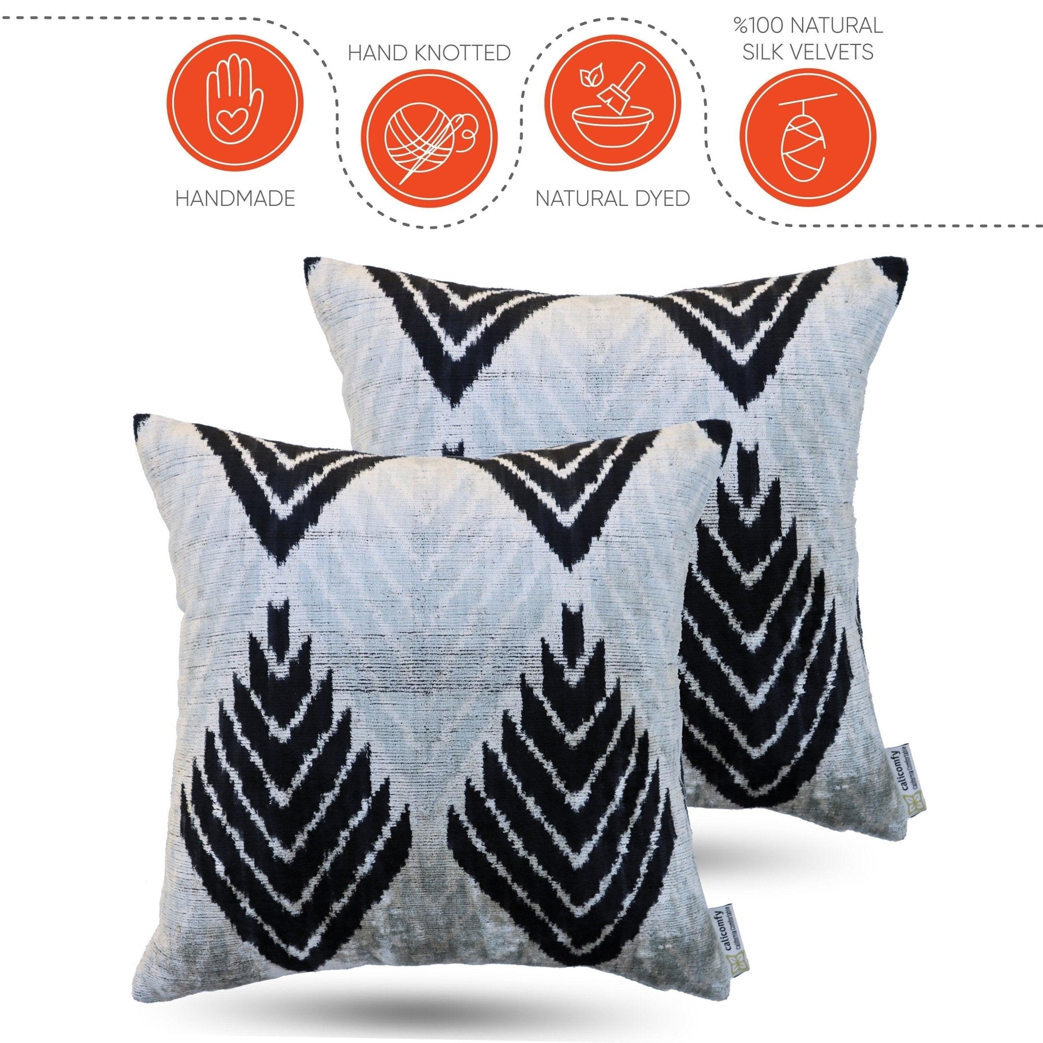 Canvello Handmade Luxury Black Silk Pillows - Set of 2 | 18x18 |-1