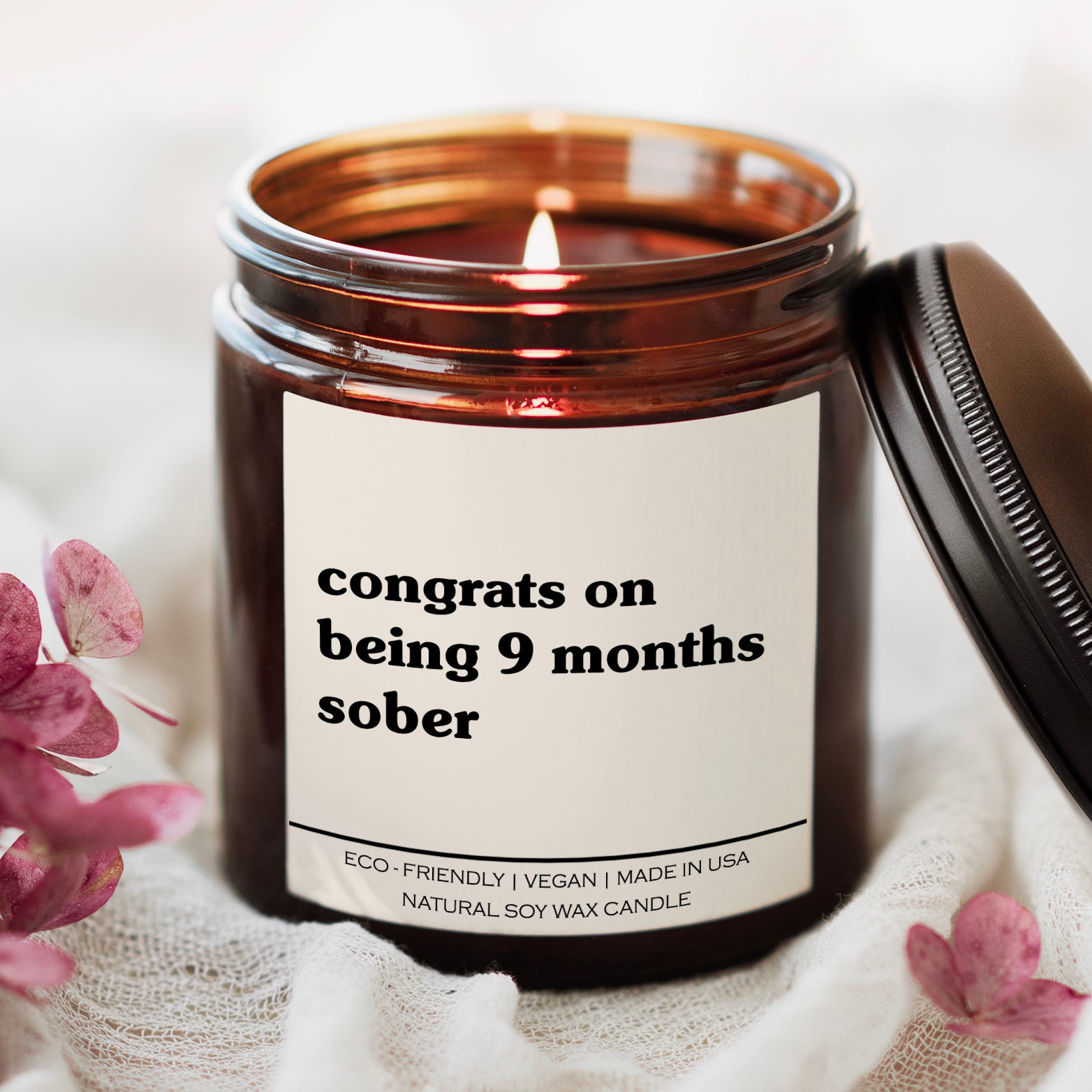 Congrats On Being 9 Months Sober Candle