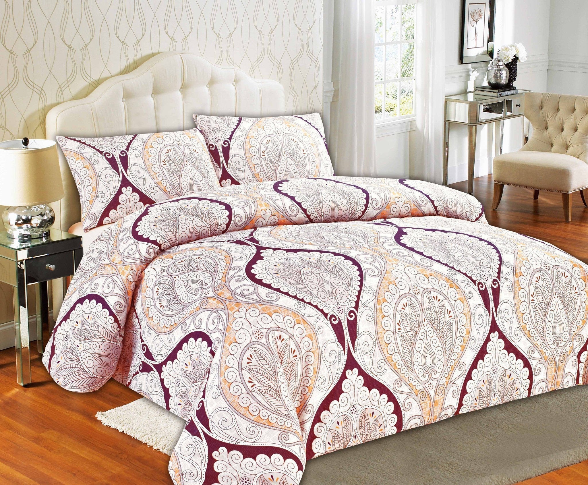 Tache Maroon Mandala Damask Duvet Cover Set Twin (2131)-1