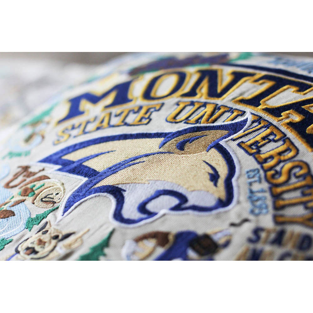 Montana State University Collegiate Embroidered Pillow by CatStudio-2