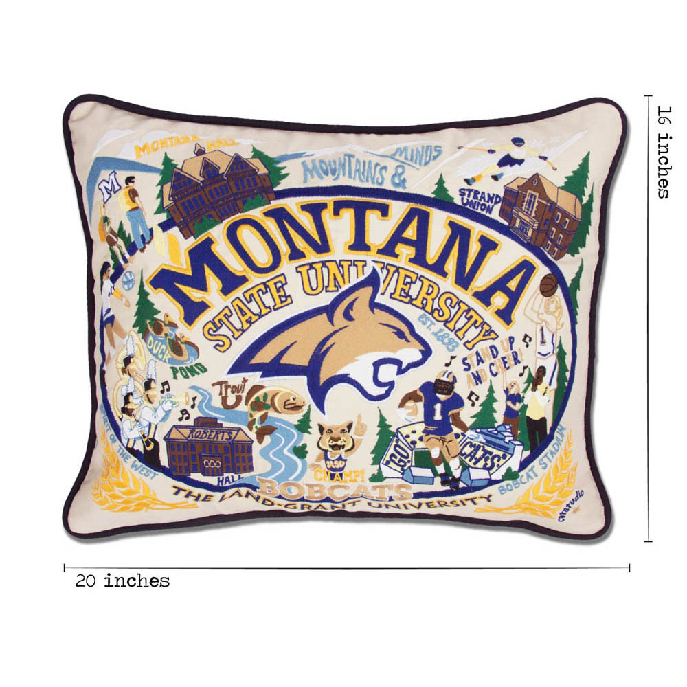 Montana State University Collegiate Embroidered Pillow by CatStudio-4
